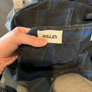 ROLLAS wide leg cropped Wool plaid pants